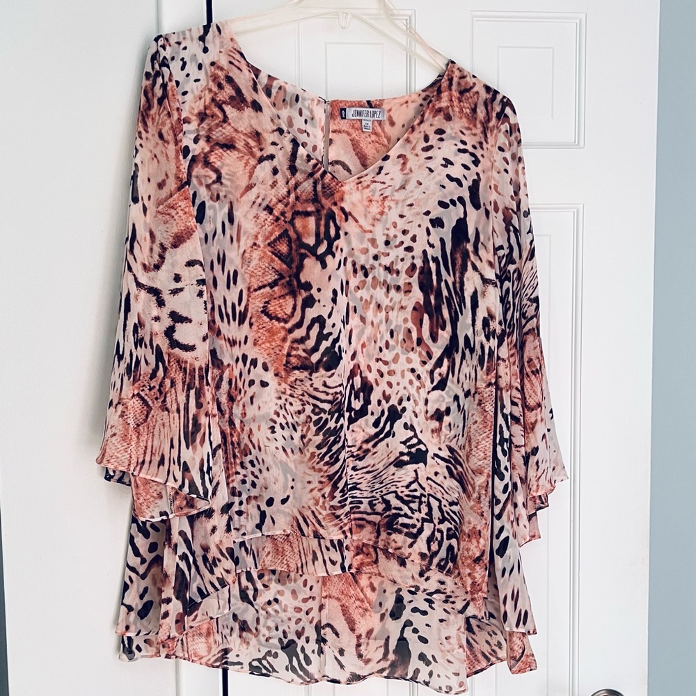 Animal Print V-Neck Blouse
